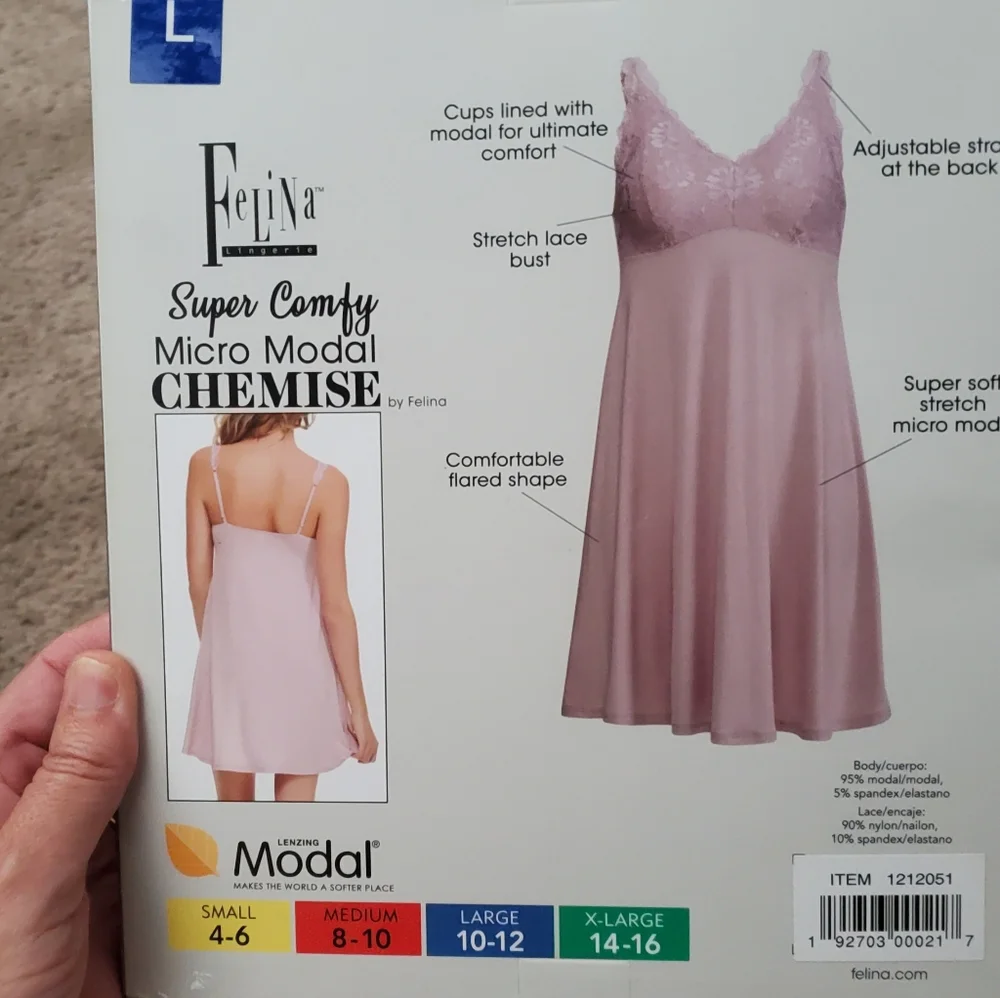 Felina Lace Trimmed Micro Modal Chemise in Soft Pink - Picture 2 of 2